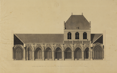 216399 Opstand van de zuidelijke arm van de kruisgang van de Domkerk te Utrecht; met een gedeelte van de Hongaarse kapel.